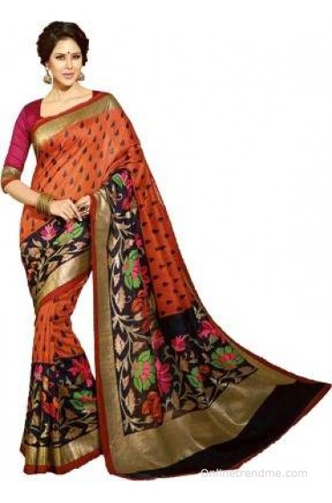 Kajal Sarees Printed Bollywood Art Silk Sari